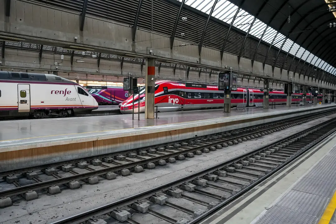  Trenes AVE parados en Santa Justa tras el accidente de Adamuz. | Archivo 