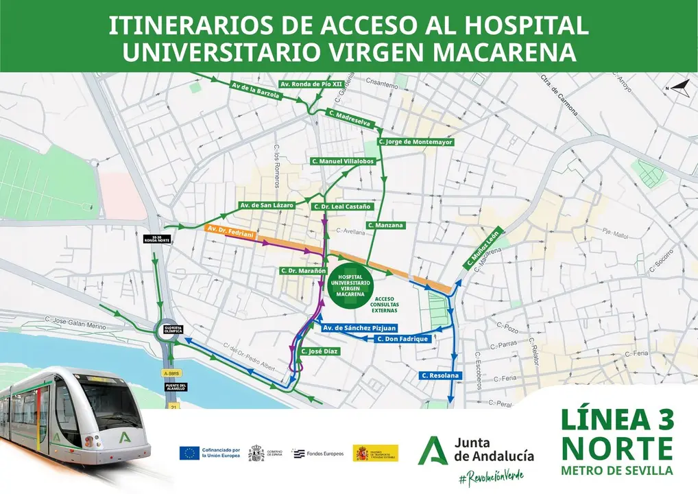  Itinerarios de accesos al hospital. | Junta 