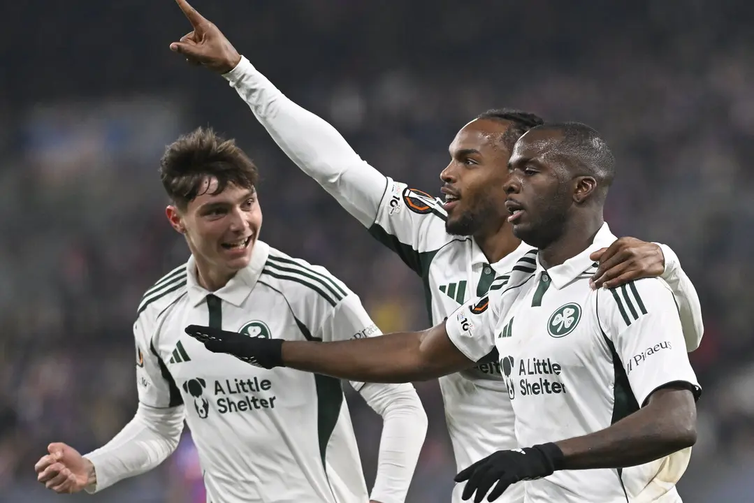  Jugadores del Panathinaikos celebran un gol en la Europa League. | EP 