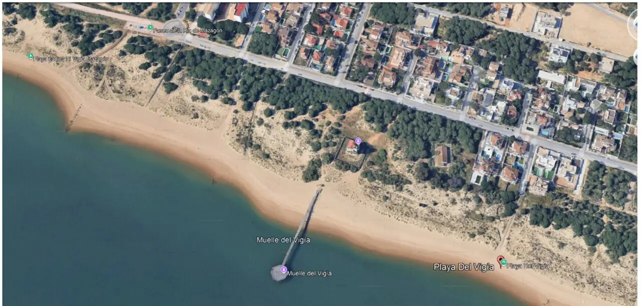  Vista a&eacute;rea de la playa de El Vig&iacute;a.. | googlemaps 