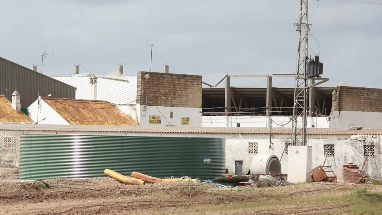  Restos de la nave esparcidos por los alrededores en el derrumbe de una nave agr&iacute;cola | ROC&Iacute;O RUZ - E.P. 