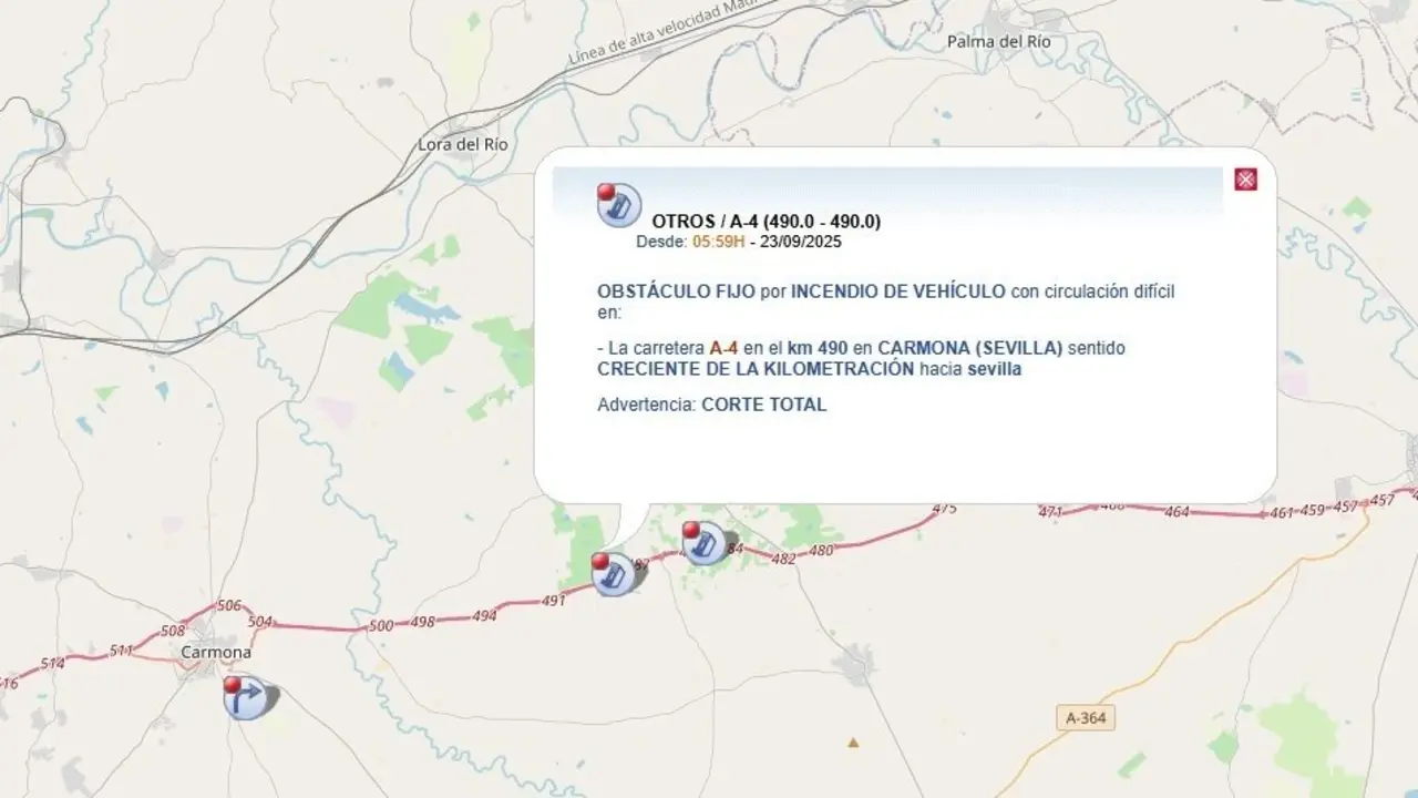  La alerta del corte en Carmona de la DGT. | dgt 