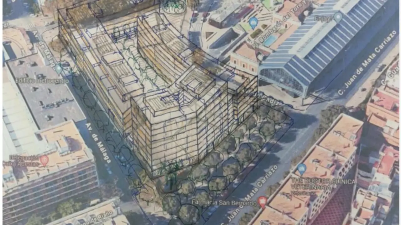  Simulaci&oacute;n realizada por la Junta de Andaluc&iacute;a de c&oacute;mo quedar&iacute;a la manzana con 214 viviendas que se construir&iacute;a en la parcela tras su recalificaci&oacute;n. | JUNTA 