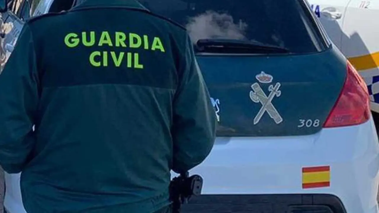  Un agente de la guardia civil, junto a un veh&iacute;culo oficial./Europa Press 
