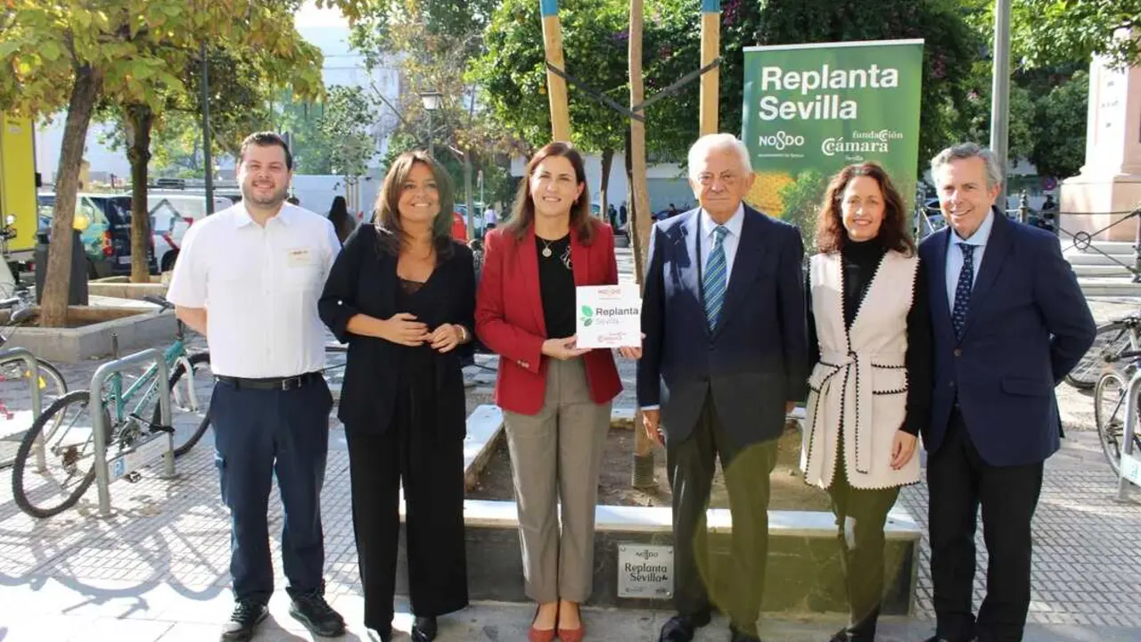  Autoridades en el reconocimiento a tres empresas por donar &aacute;rboles en el plan Replanta Sevilla. | AYUNTAMIENTO 