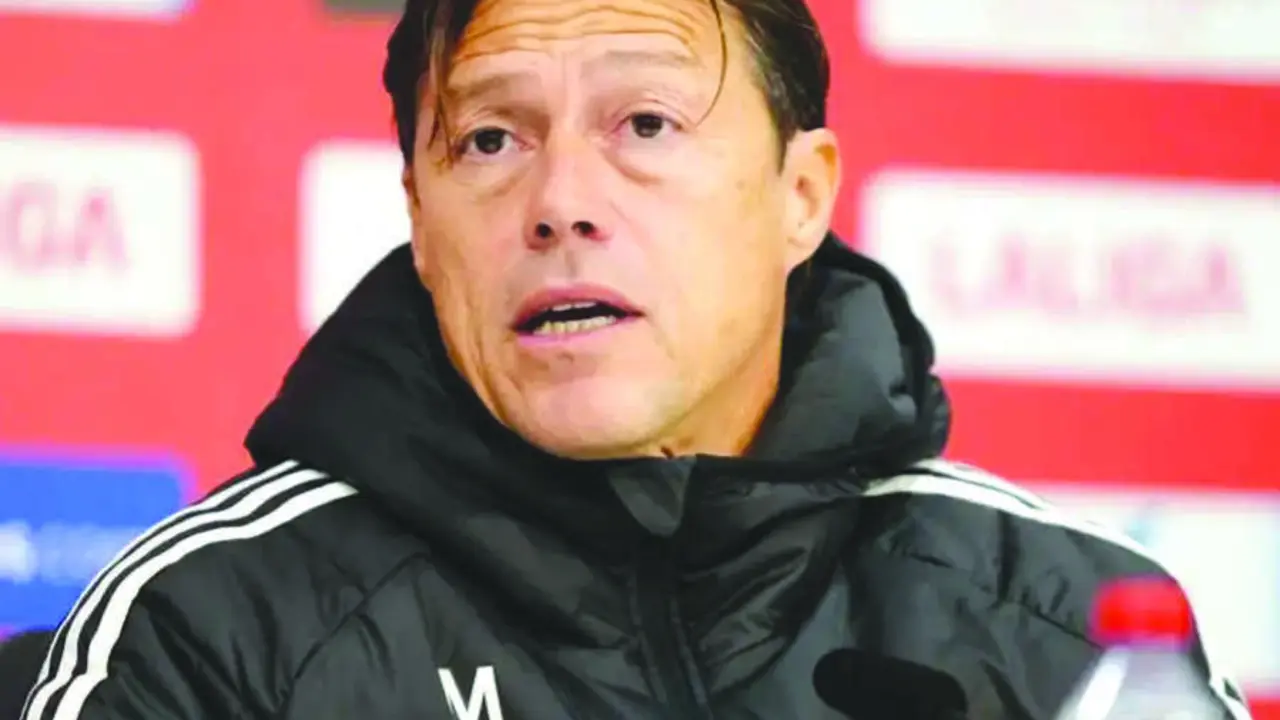  Mat&iacute;as Almeyda en la rueda de prensa previa al partido contra el RCD Espanyol. | SFC. 