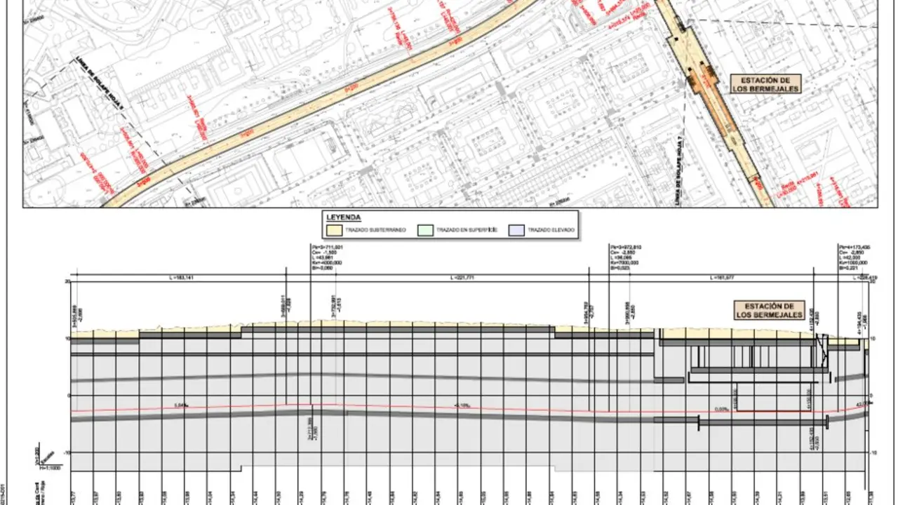  Plano del trazado del Metro por Bermejales. | Junta 