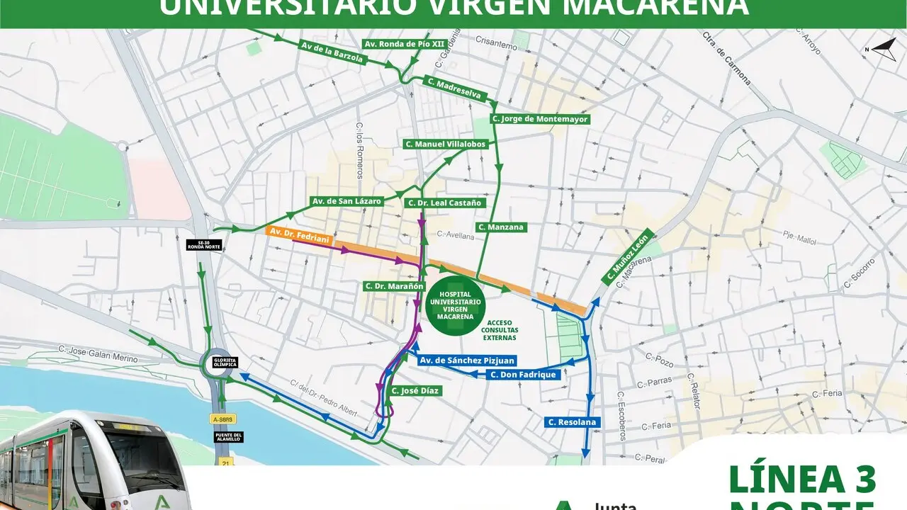  Itinerarios de accesos al hospital. | Junta 