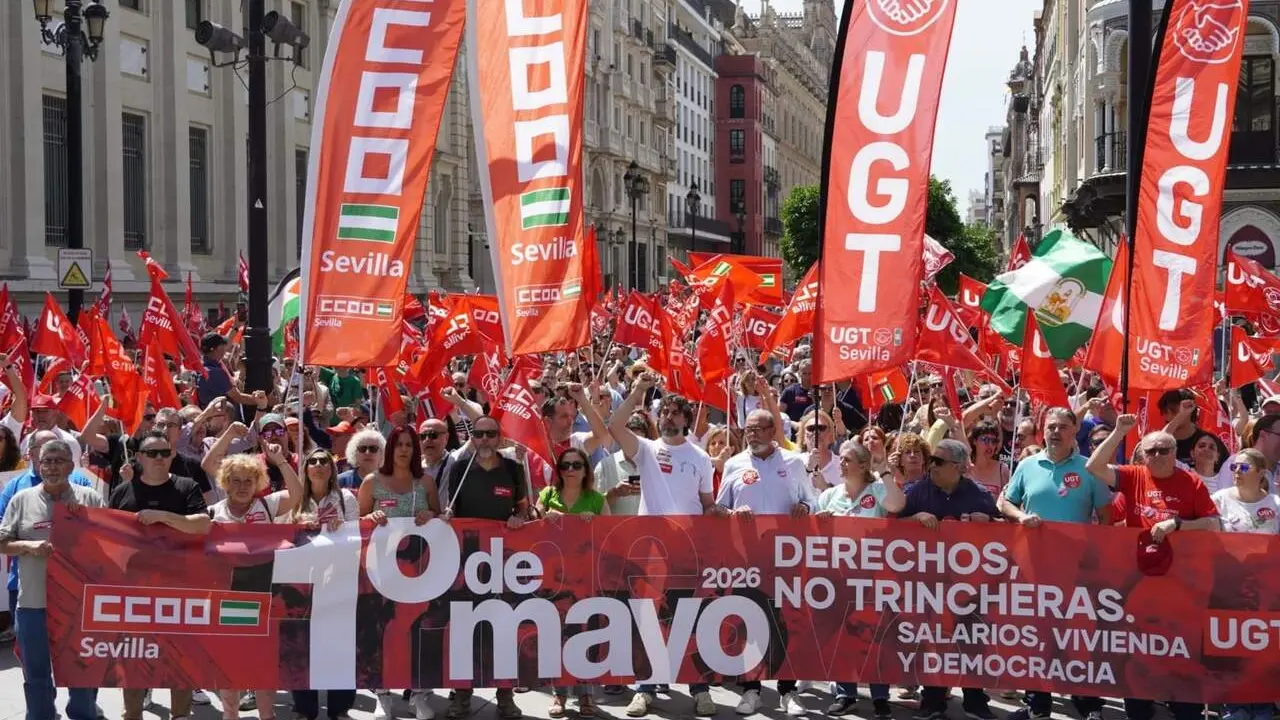  Manifiestaci&oacute;n en Sevilla de UGT y CCOO en el D&iacute;a del Trabajador |&nbsp;CCOO - UGT SEVILLA 