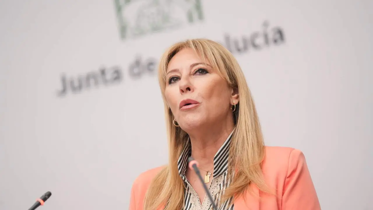  La consejera de Econom&iacute;a, Hacienda, Fondos Europeos y Di&aacute;logo Social y portavoz del Gobierno en funciones, Carolina Espa&ntilde;a, interviene en la  rueda de prensa posterior a la reuni&oacute;n semanal del Consejo de Gobierno en funciones |&nbsp;JUNTA DE ANDALUC&Iacute;A 
